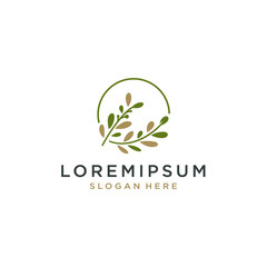 tree branch with leaf logo design icon emblem illustration