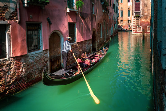 Gondolas on Canal in Venice, Italy