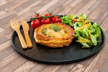 tomato vegetable pie with zucchini and eggplant, chili