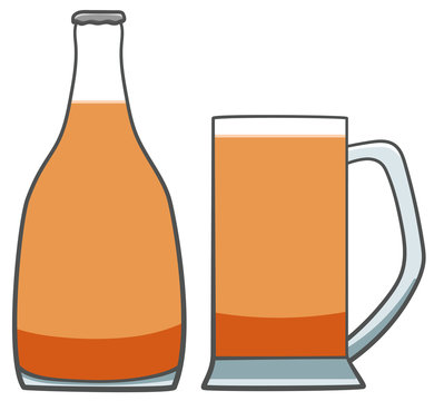 Beer glass bottle and mug with handle