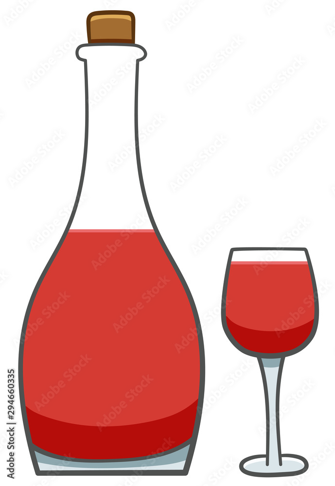 Wall mural Bottle and glass of red wine isolated - Wall murals