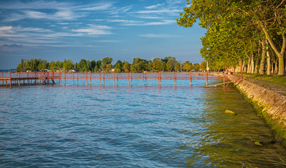 View on lake Balaton in sunset