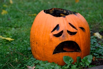 Sad Rotten Orange Pumpkin Carving