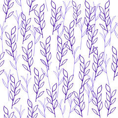 Fototapeta premium Seamless pattern made of leaves in violet and purple colors. Endless texture for romantic design, decoration, textile, prints, greeting cards, posters, wrapping paper.
