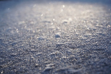 Background. Smooth Metallic Surface Covered With Thick Frost