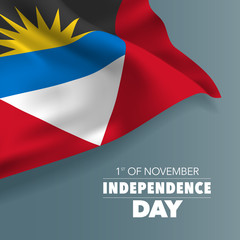 Antigua and Barbuda independence day greeting card, banner, vector illustration