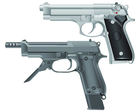 Realistic image of the modern pistol. Two model type