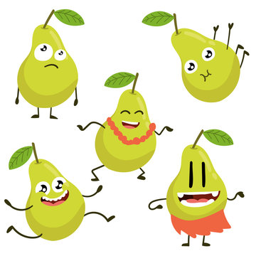 Cheerful, cute, orginal pear figures cartoon character