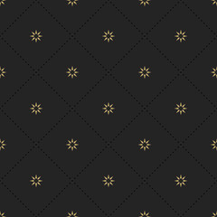 Seamless retro pattern with flowers. Dark golden texture. Repeating geometric simple background.