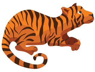 Fototapeta na wymiar Cartoon tiger flat vector illustration