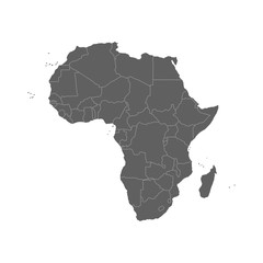 Vector illustration of grey Africa map. Vector map.
