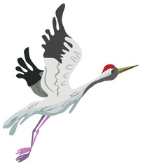 Cartoon crane flat vector illustration