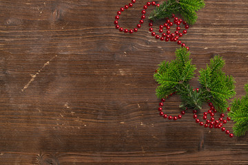 Christmas decoration on wooden background