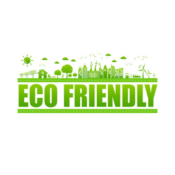 Ecology and eco friendly ideas with green cities concept for save and help environmental, vector illustration
