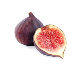 Tasty fresh fig fruits on white background