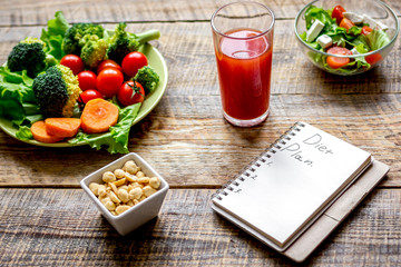 concept diet, slimming plan with vegetables mock up