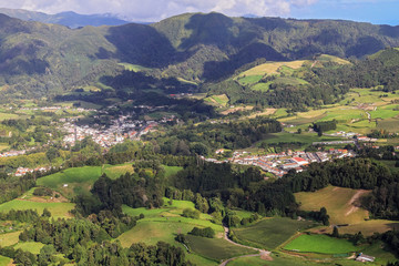 Fototapeta na wymiar Aerial panoramic view of the São Miguel island, Azores, Portugal
