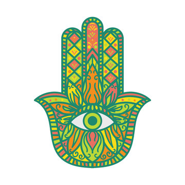 Hamsa Fatima Hand Tradition Talisman Colored Sign