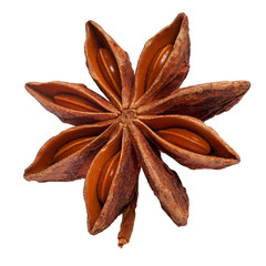 star anise  isolated on the white background, top view