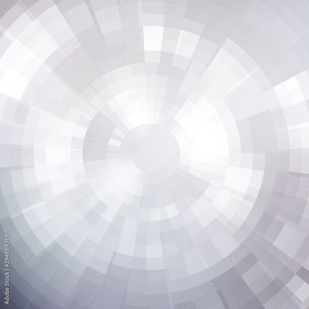 Poster abstract white shiny concentric mosaic vector background.
