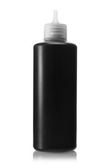 black medical bottle on white isolated background close-up