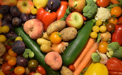 colourful mix of fresh vegetables and fruits