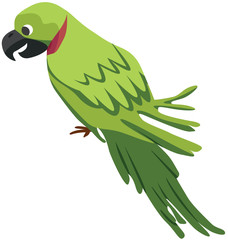 Cartoon parrot flat vector illustration