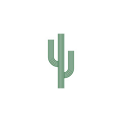 Cactus plant icon logo design vector template