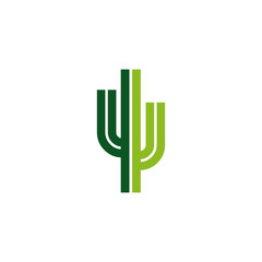 Cactus plant icon logo design vector template