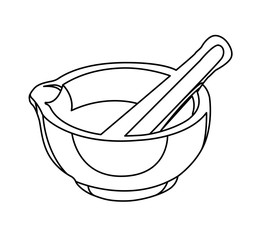 mortar and pestle contour vector illustration