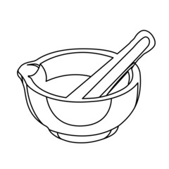 mortar and pestle contour vector illustration