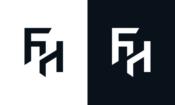 Minimalist abstract letter FH logo. This logo icon incorporate with two abstract shape in the creative process.
