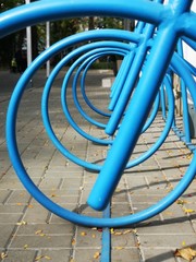 blue bicycle parking