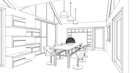  modern kitchen interior 3d illustration