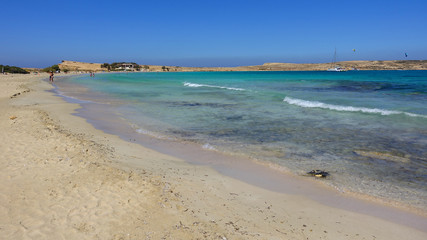 Famous sandy turquoise beach of Pori in Koufonisi island, Small Cyclades, Greece