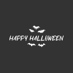 Happy Halloween text with bats flying