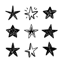 Star doodles collection. Hand drawn stars set. Cute vector sketches.