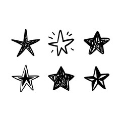 Obraz premium Star doodles collection. Hand drawn stars set. Cute vector sketches.