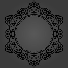 Elegant vintage vector dark ornament in classic style. Abstract traditional black round pattern with oriental elements. Classic vintage pattern