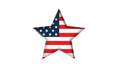 USA flag in star shape. American flag star shaped.