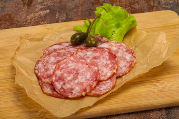 Spanish Salchichon sausage with salad