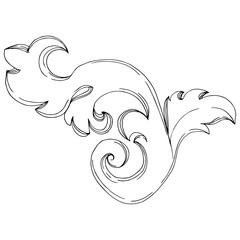 Vector Golden Monogram floral ornament. Black and white engraved ink art. Isolated ornaments illustration element.