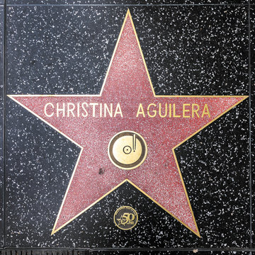 closeup of Star on the Hollywood Walk of Fame for Christina Aguilera