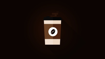 Hot coffee cup with lid floating smoke brown color flat design minimal 