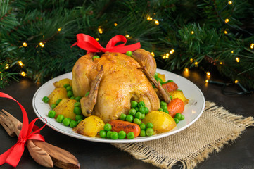 Baked chicken in the oven. festive dish.