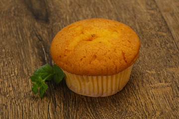 Sweet tasty muffin served mint