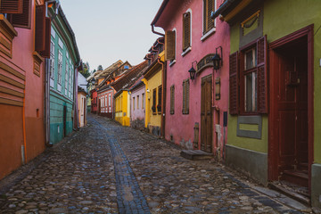 Colorful houses at Sighisoara,Transylvania,Mures county,Romania