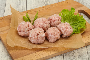 Homemade raw pork minced meatball for cooking