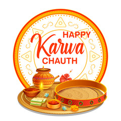 illustration of greetings for Indian Hindu festival Happy Karwa Chauth