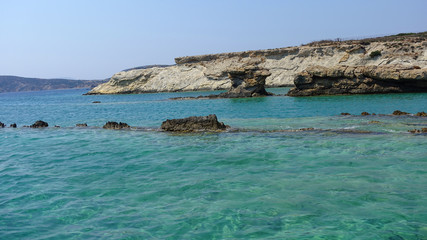 Amazing turquoise seascape of Kato Koufonisi, Small Cyclades, Greece